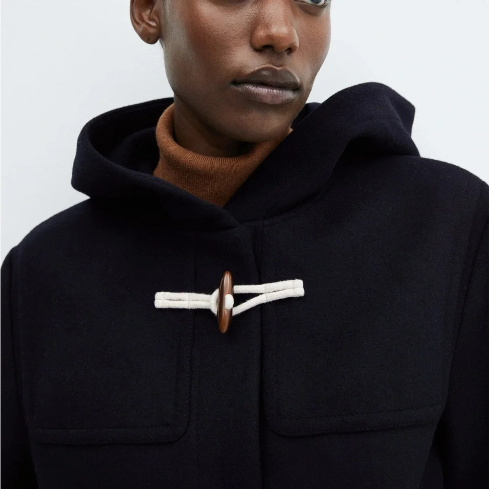 NWT MANGO Hooded Wool Coat size XS - Picture 6 of 16